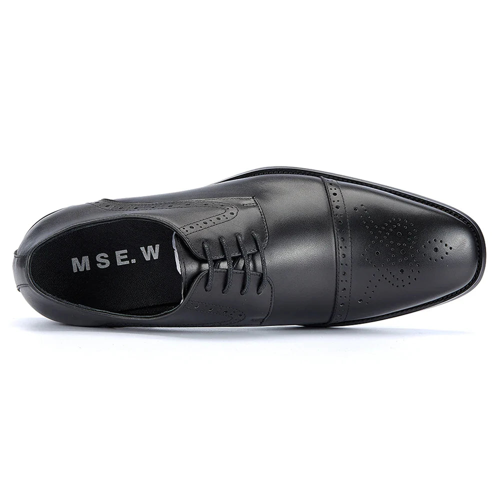Men's First Layer Cowhide Leather Three-Joint Formal Business Dress Shoes for Office And Meeting