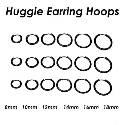 100 Pieces x Stainless Steel Huggie Hoop Earrings Gold Color Black Wholesale Stainless Steel Earring Hoops for Women or Men