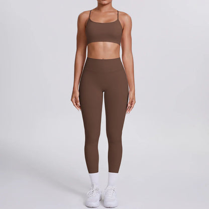 Yoga Suit Sports Set Gym Seamless High Impact Sports Bra Women's High Waist and Hips Tight Peach Buttocks Pants Womens Sportswea