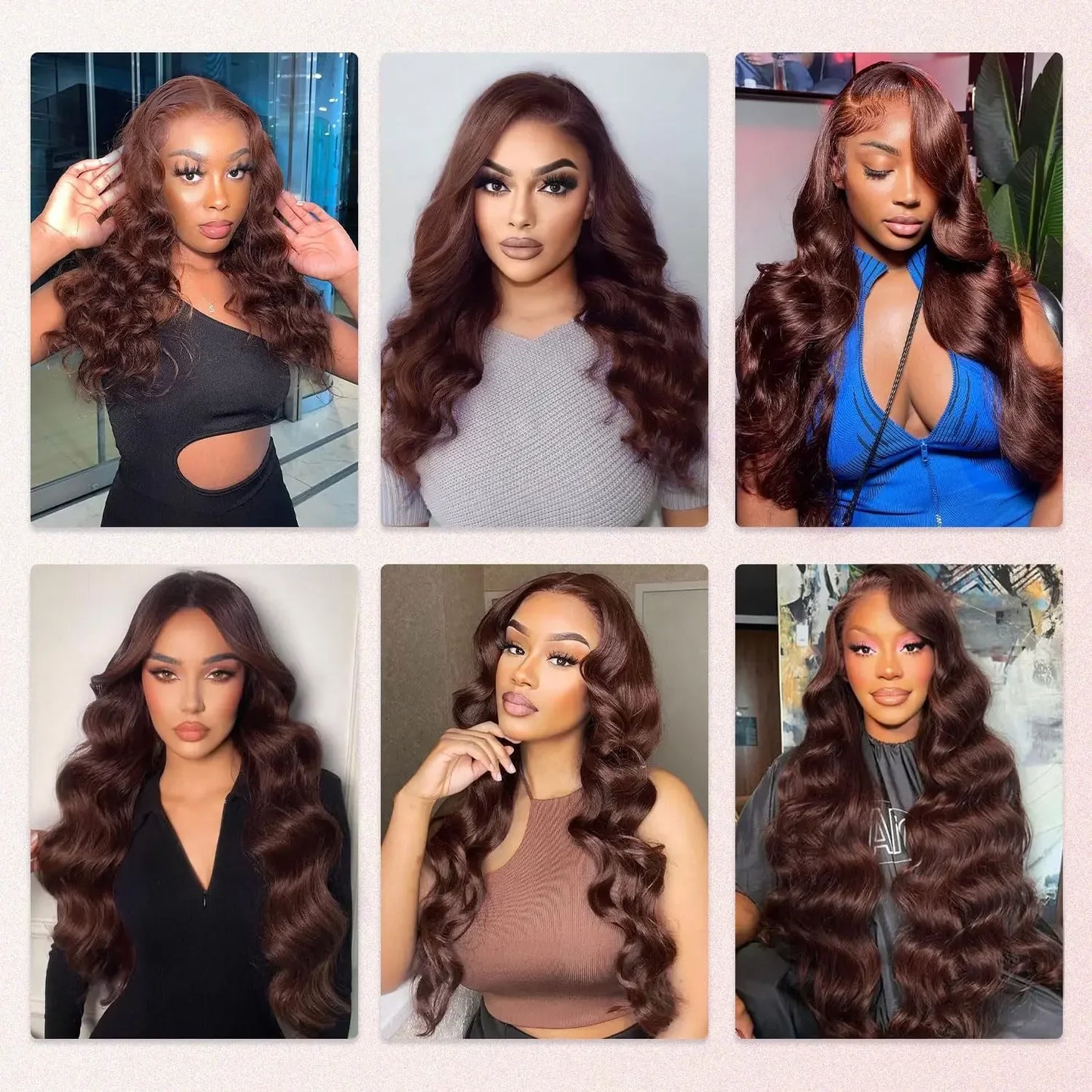 34 Inch  Body Wave Chocolate Brown Lace Front Wigs Human Hair Pre Plucked Brazilian Brown Virgin Hair Glueless HD Frontal Wig