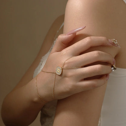 Vintage Hand Chain Bracelet Ring for Women s925 Silver 18k Gold Plated Moissanite Charm Bracelets Party Christmas Gifts