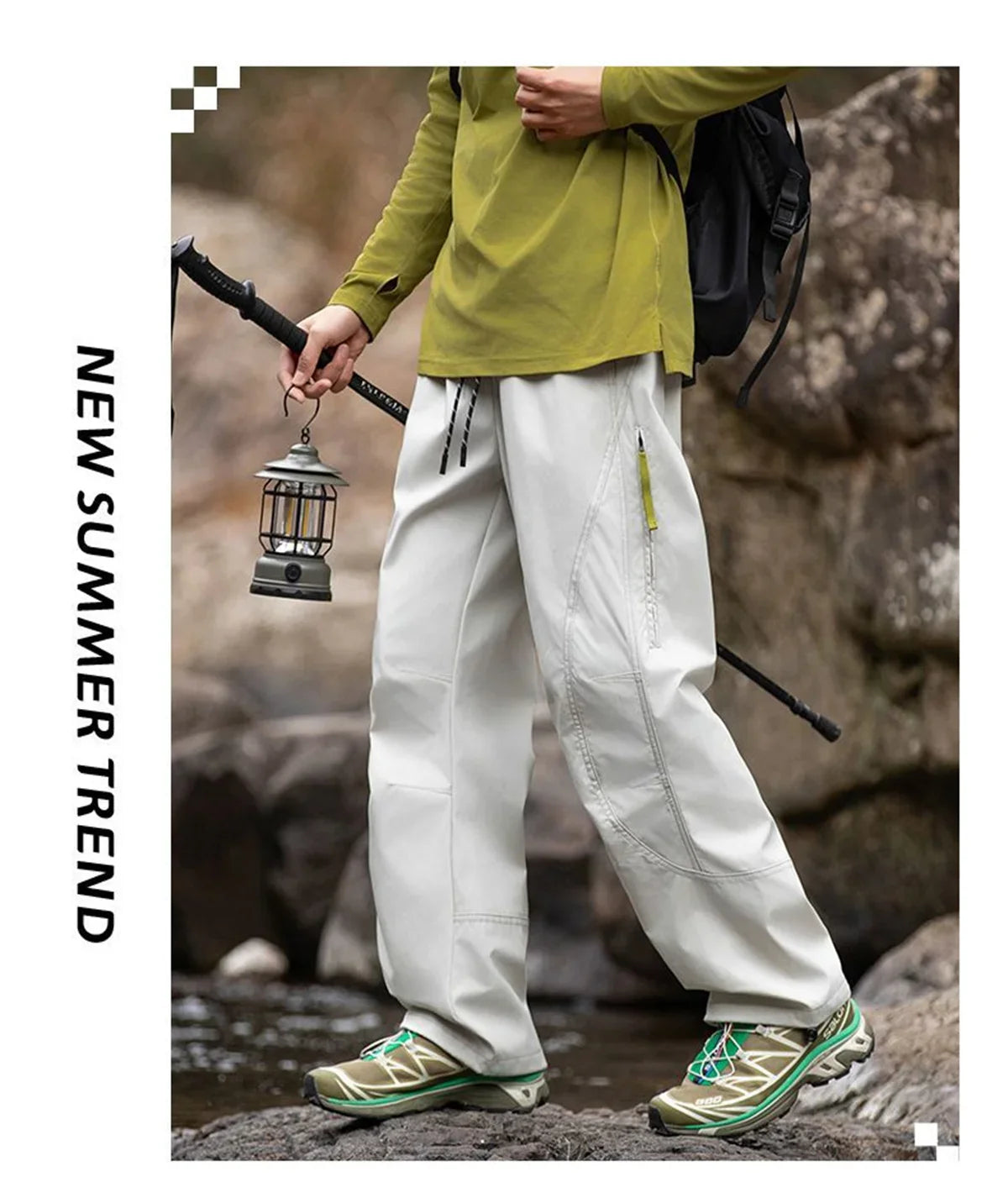 Summer Hiking Pant Autumn Outdoor Sports Waterproof Paratrooper Pants Elastic Waist Camping Trousers Solid Cycling Fishing Pants