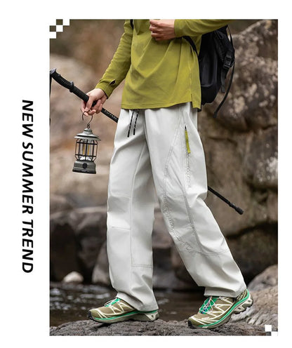 Summer Hiking Pant Autumn Outdoor Sports Waterproof Paratrooper Pants Elastic Waist Camping Trousers Solid Cycling Fishing Pants