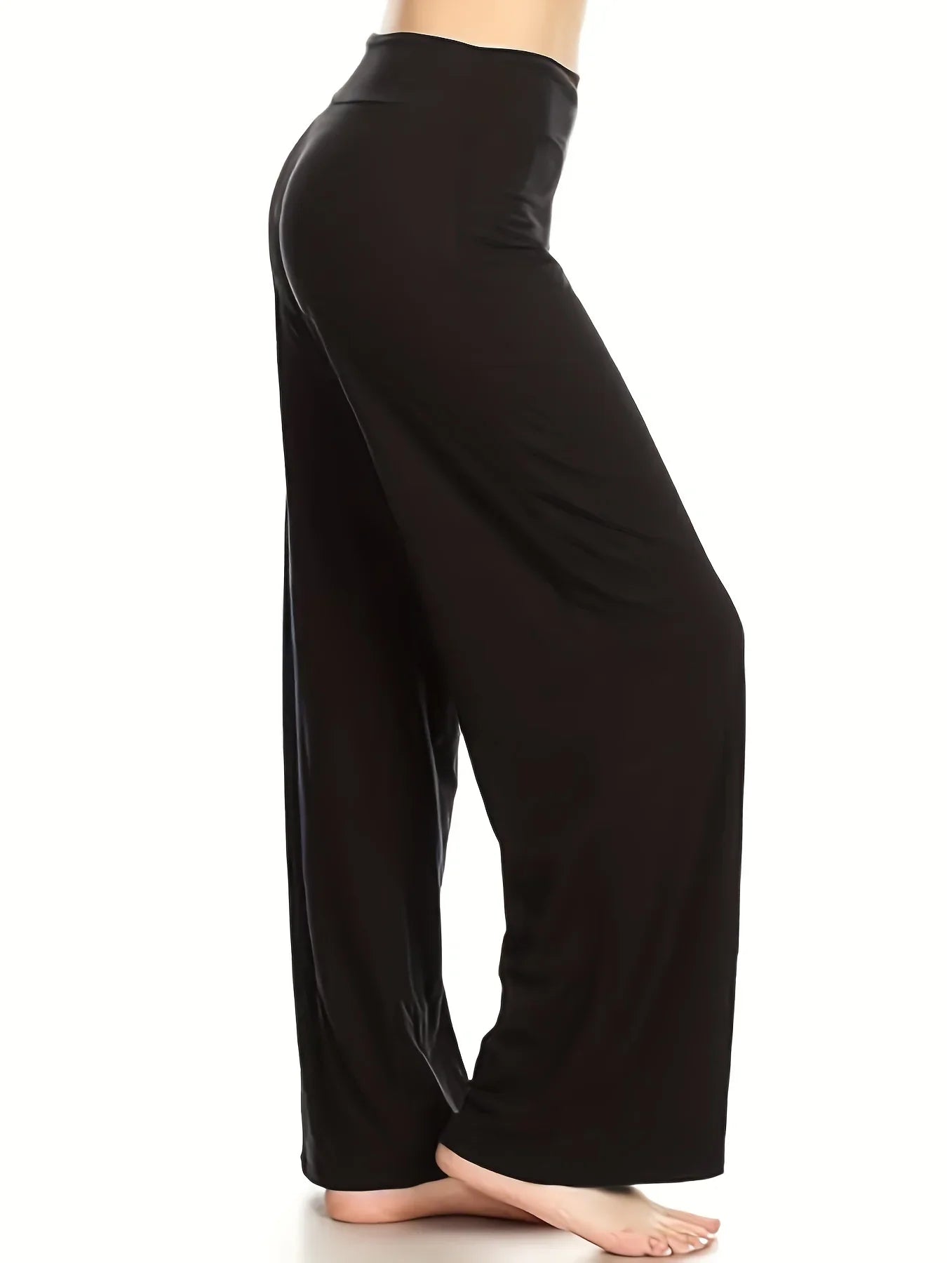 Women's plus size knitted fabric business straight pants