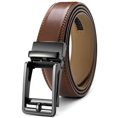 Mens Leather Belt  Automatic Genuine Leather Belts Belt Male Leisure Fashion Ratchet Belts for Men Pants Waistband Ремень