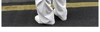 Fashion ice silk quick drying pants for men's summer thin pleated paratrooper work pants for teenagers loose casual spor pants