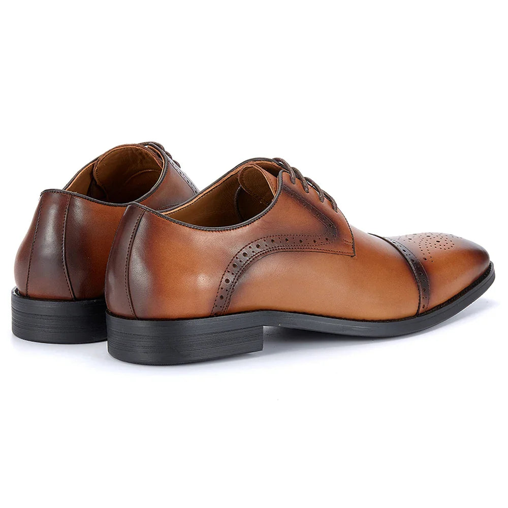 Men's First Layer Cowhide Leather Three-Joint Formal Business Dress Shoes for Office And Meeting
