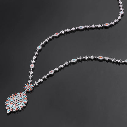 Famosa Marca Turquesa Luxo Africano Conjuntos de Joias para Mulheres Festa de Casamento Zircônia Cristal Dubai Conjunto de Joias de Noiva