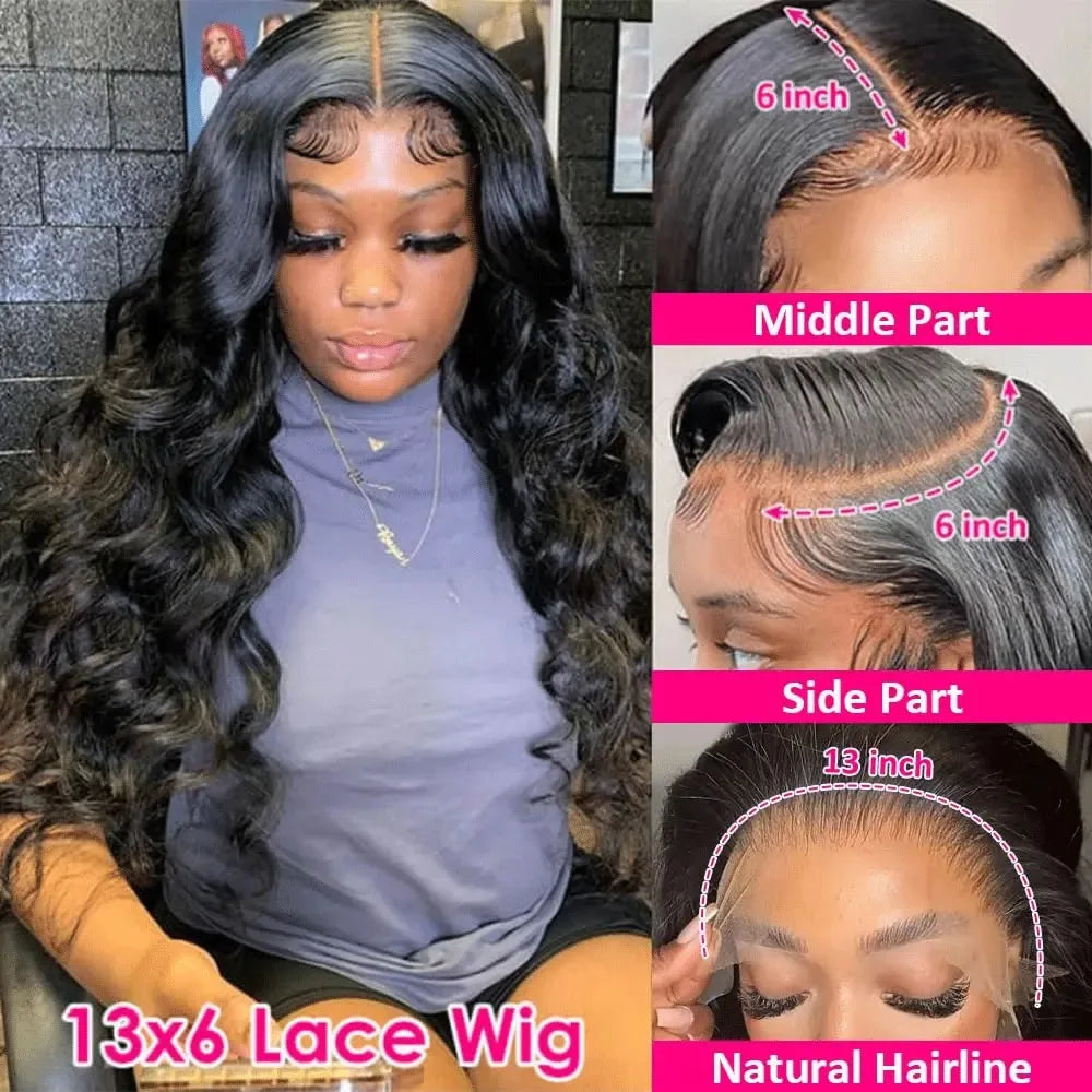 40Inch 200% Density 13x4 13x6 Body Wave Lace Front Wigs Human Hair Pre Plucked Human Hair Wigs For Women