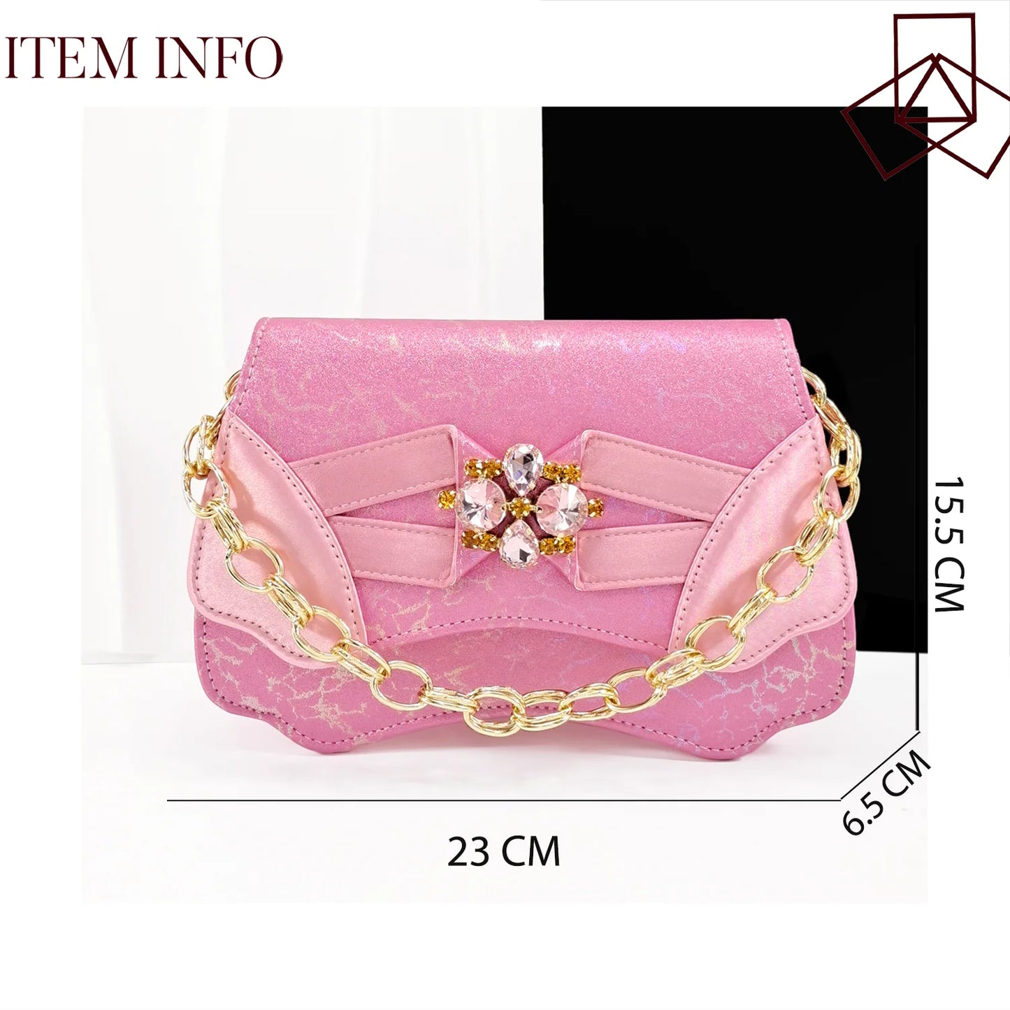 Queena Yan Elegant Pink Rhinestone Low-Heel Shoes & Handbag Set – Luxury Wedding & Party Accessories