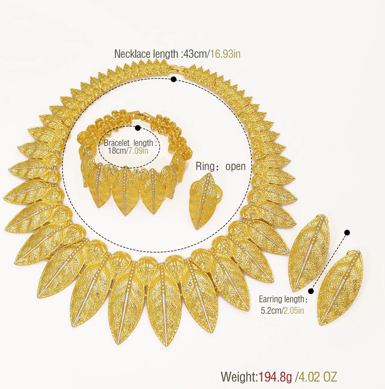 Italian 18K Gold Plated Jewelry Set Vintage Leafs Design Exaggeration Large Jewellry For Women Wedding Gift 2025 New