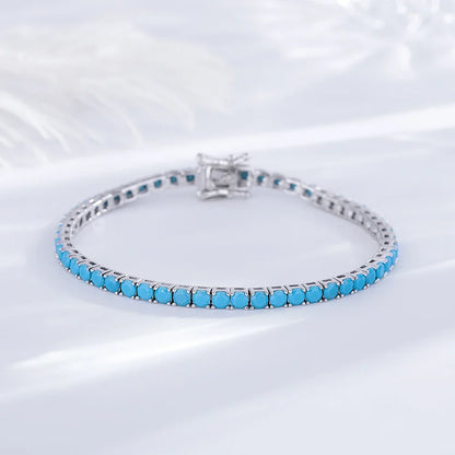 925 Silver Tennis Bracelet, 3mm Pave CZ, Dark Ruby/Rainbow/Blue/Green/Black, Eternity Design, Fine Jewelry for Women
