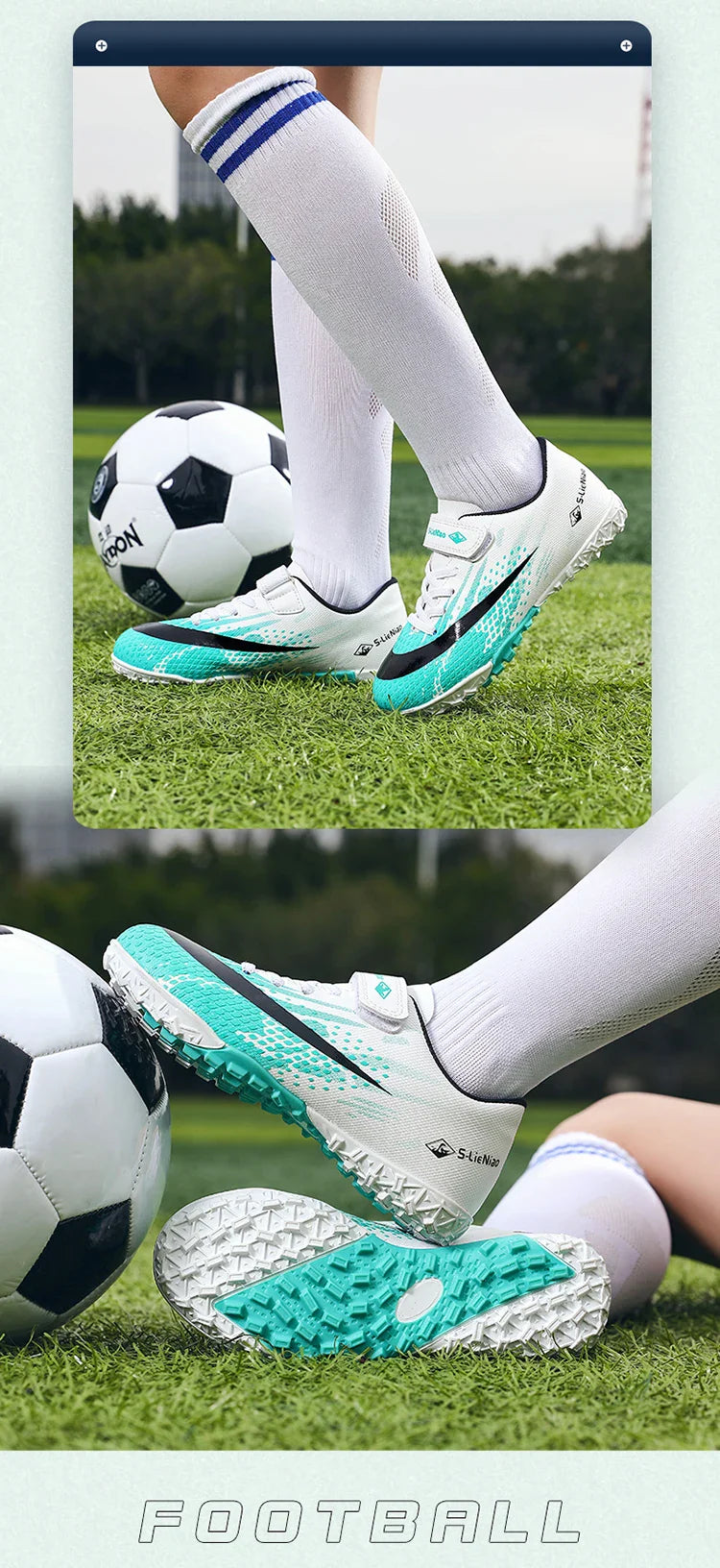 Kids TF Turf Soccer Shoes Child Outdoor Athletic Training Sports Footwear Pink Black Green 3 Colors Available for Boys Girls