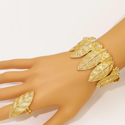 Italian 18K Gold Plated Jewelry Set Vintage Leafs Design Exaggeration Large Jewellry For Women Wedding Gift 2025 New