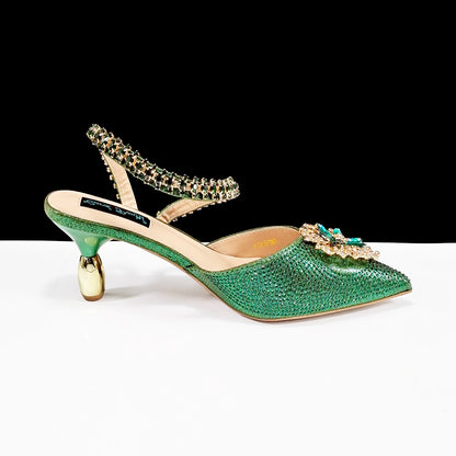 Party Perfection: Rhinestone-Embellished Heels and Gold Mini Bag for Elegant Nights
