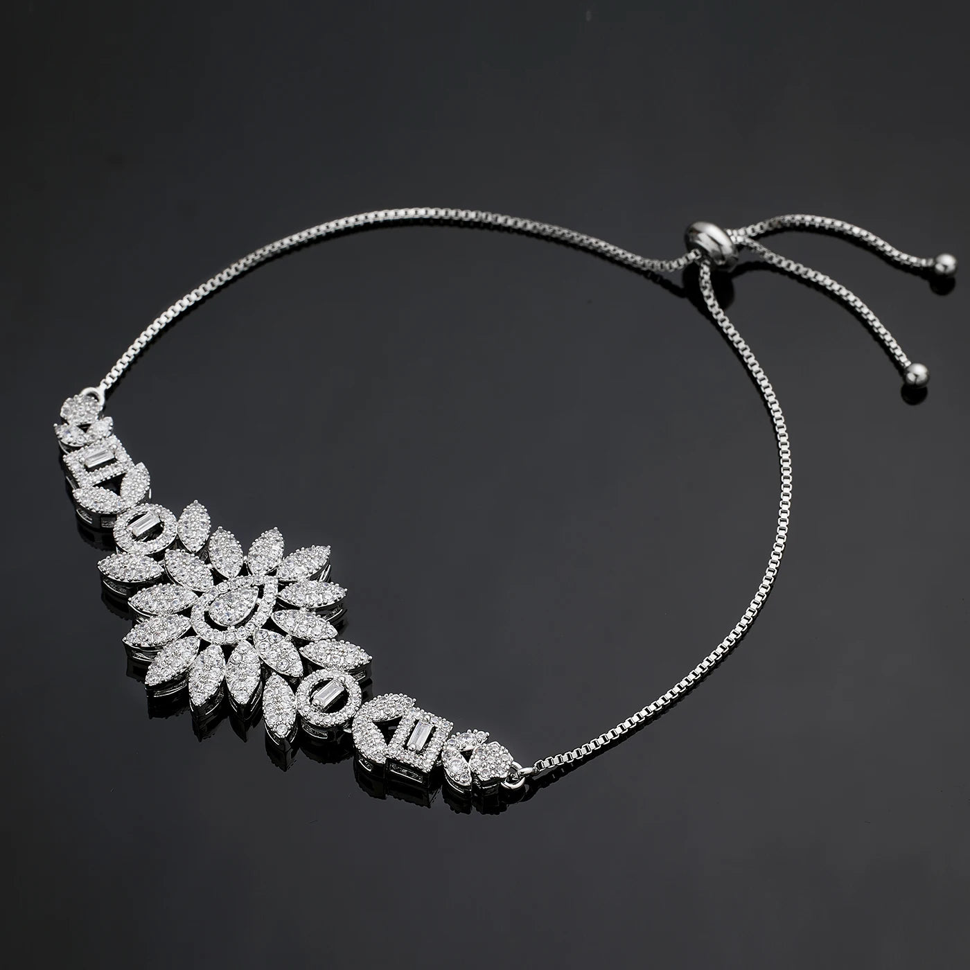 2025 Hot Sale Bridal Wedding Jewelry Sets for Women 4 Pieces Wedding Party Zirconia Necklace Bracelet with Adjustable Chain