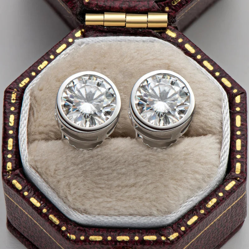 D Color Moissanite Earrings for Women Men Lab Grown Diamond Ear Studs 925 Sterling Silver Fine Jewelry Gift