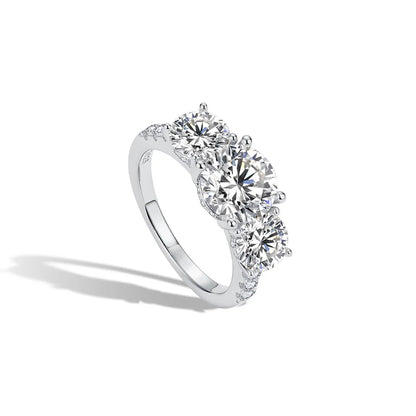 Engagement Ring Round Cut 4.0ct Moissanite Rings for Women Sterling Silver Ring Wedding Promise Rings for Her
