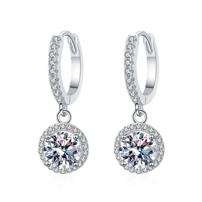 1ct D Color Moissanite Loop Earring 925 Sterling Silver Plated 18k White Gold Pendant Earring for Women Fine Jewelry