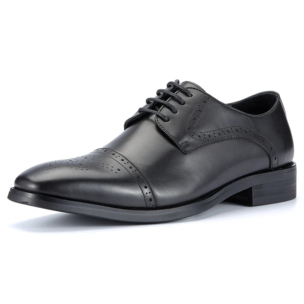 Men's First Layer Cowhide Leather Three-Joint Formal Business Dress Shoes for Office And Meeting