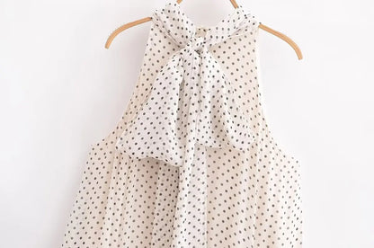 Halter Scarf Dot Print Dress Women Sleeveless Backless Chiffon Holiday Dress Fashion 2025 Summer Loose Beach Dress