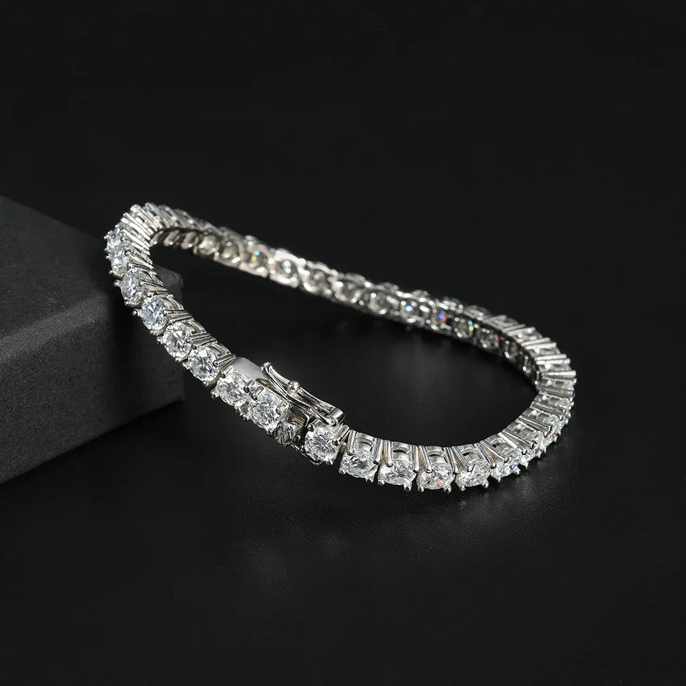 5mm Moissanite Tennis Bracelet Necklace For Women 925 Sterling Silver D VVS1 Lab Diamond with GRA Certificate Jewelry