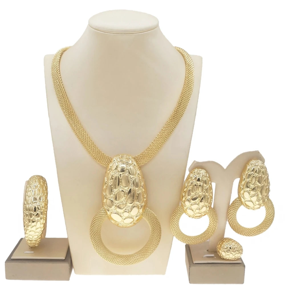 Women Jewelry Set Simple Pendant Dubai Gold Plated Necklace For Daily Party Pairing Summer Jewelry Free Shipping