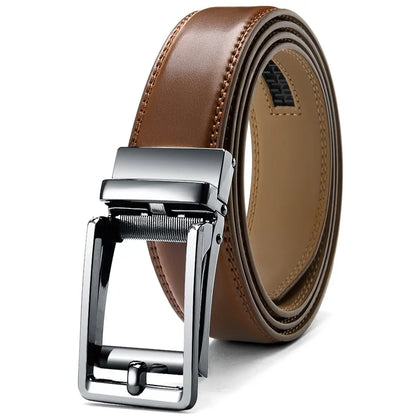 Mens Leather Belt  Automatic Genuine Leather Belts Belt Male Leisure Fashion Ratchet Belts for Men Pants Waistband Ремень