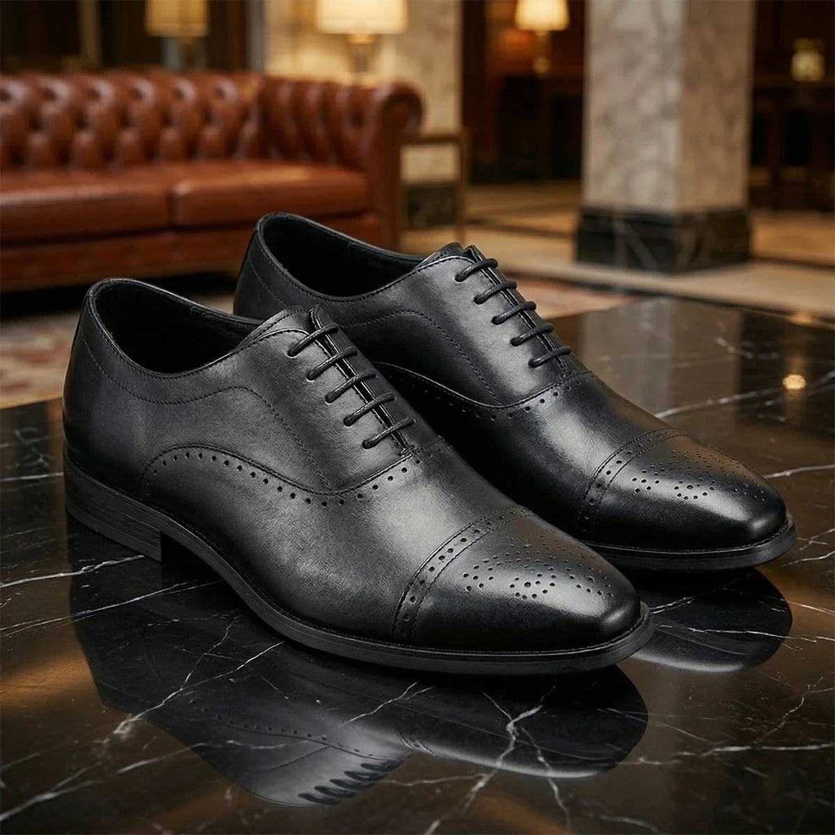 Men's First Layer Cowhide Leather Three-Joint Formal Business Dress Shoes for Office And Meeting