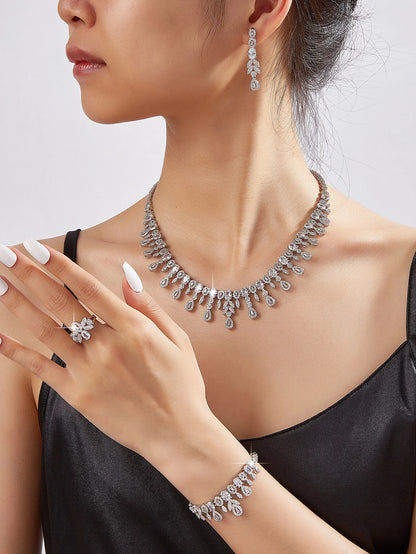 2025 New 4-piece Bride Zirconia Full Set Women's Party Jewelry Set Luxury Dubai Nigeria CZ Crystal Wedding Jewelry Set