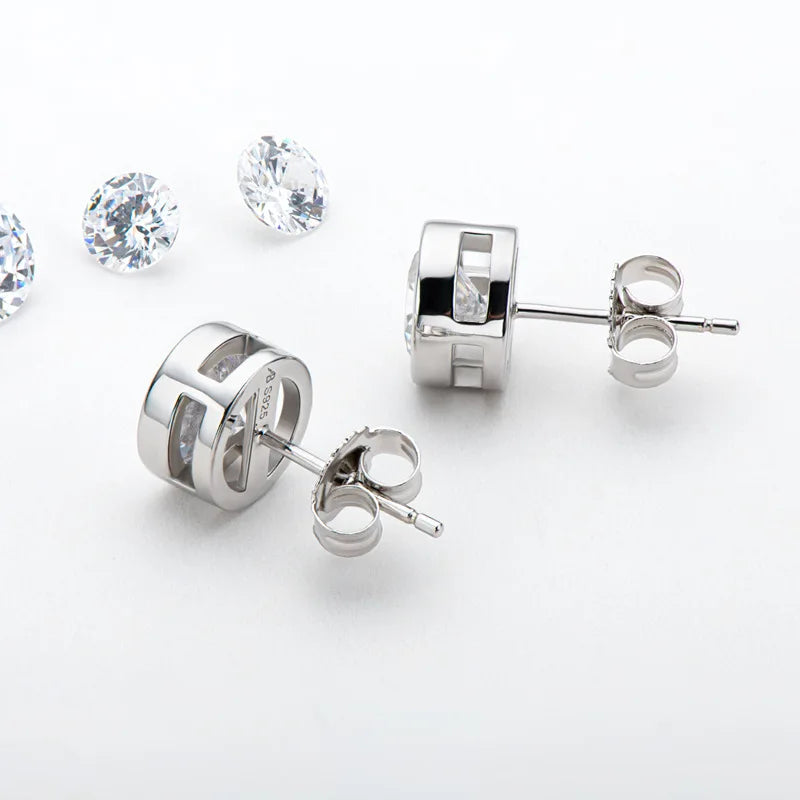 D Color Moissanite Earrings for Women Men Lab Grown Diamond Ear Studs 925 Sterling Silver Fine Jewelry Gift