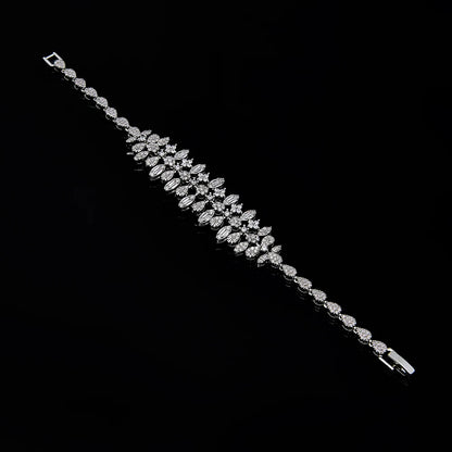 Four-piece Dubai cubic zirconia tassel pendant large chunky wedding bridal necklace luxury jewelry set for bridal party