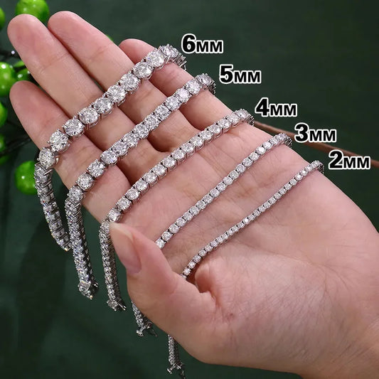 3mm 4mm 5mm Moissanite Tennis Bracelet for Women Men 925 Silver Plated 18k Gold Pass Diamond Tester Link Bracelets Bangle