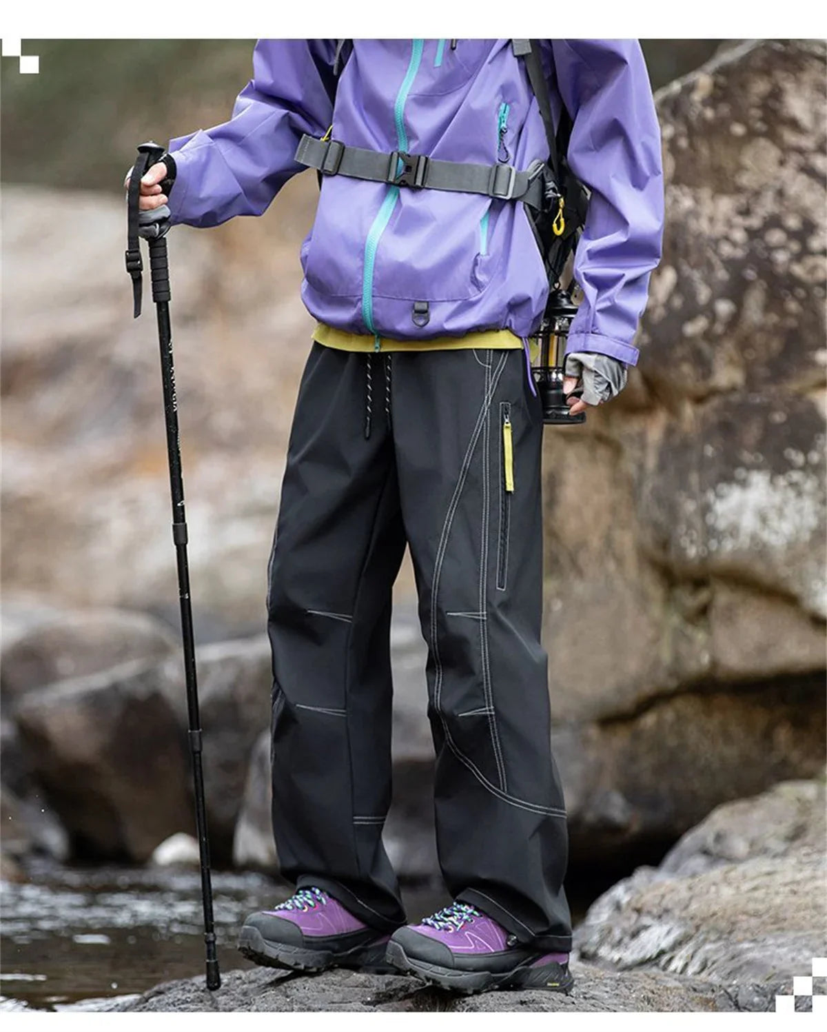 Summer Hiking Pant Autumn Outdoor Sports Waterproof Paratrooper Pants Elastic Waist Camping Trousers Solid Cycling Fishing Pants