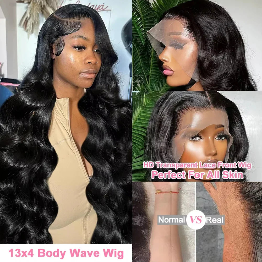 40 Inch Body Wave Human Hair Front Wig 13x6 13x4 Hd Lace Transparent Frontal wig Pre Plucked Brazilian Human Hair Wigs For Women