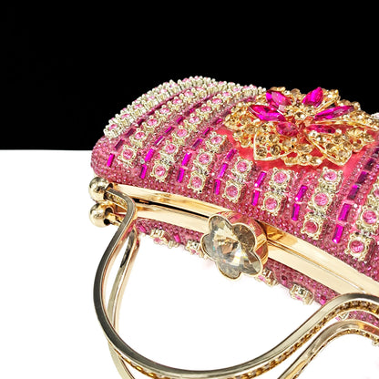 Party Perfection: Rhinestone-Embellished Heels and Gold Mini Bag for Elegant Nights
