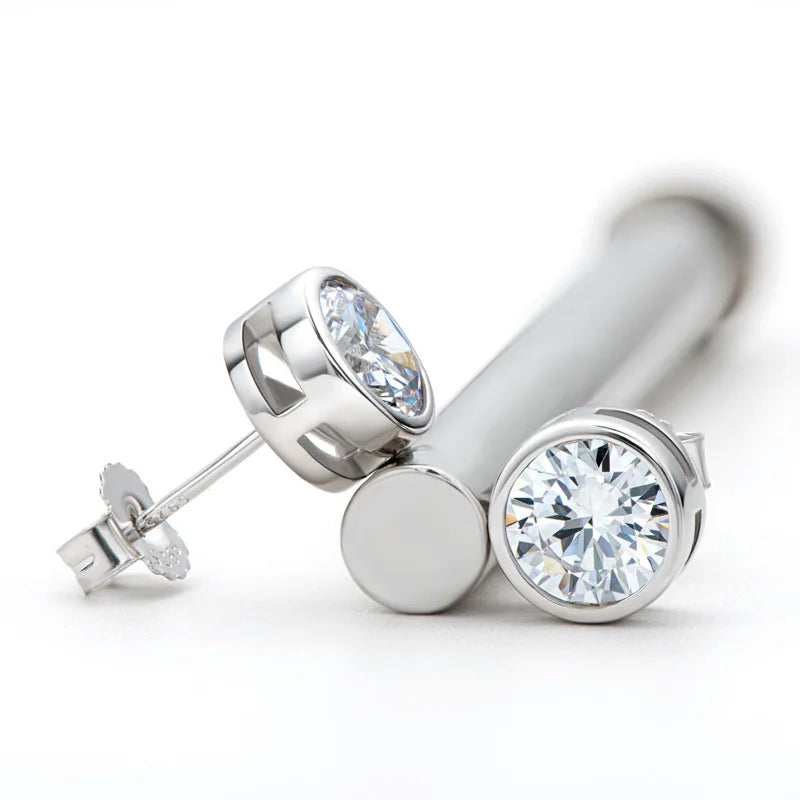 D Color Moissanite Earrings for Women Men Lab Grown Diamond Ear Studs 925 Sterling Silver Fine Jewelry Gift