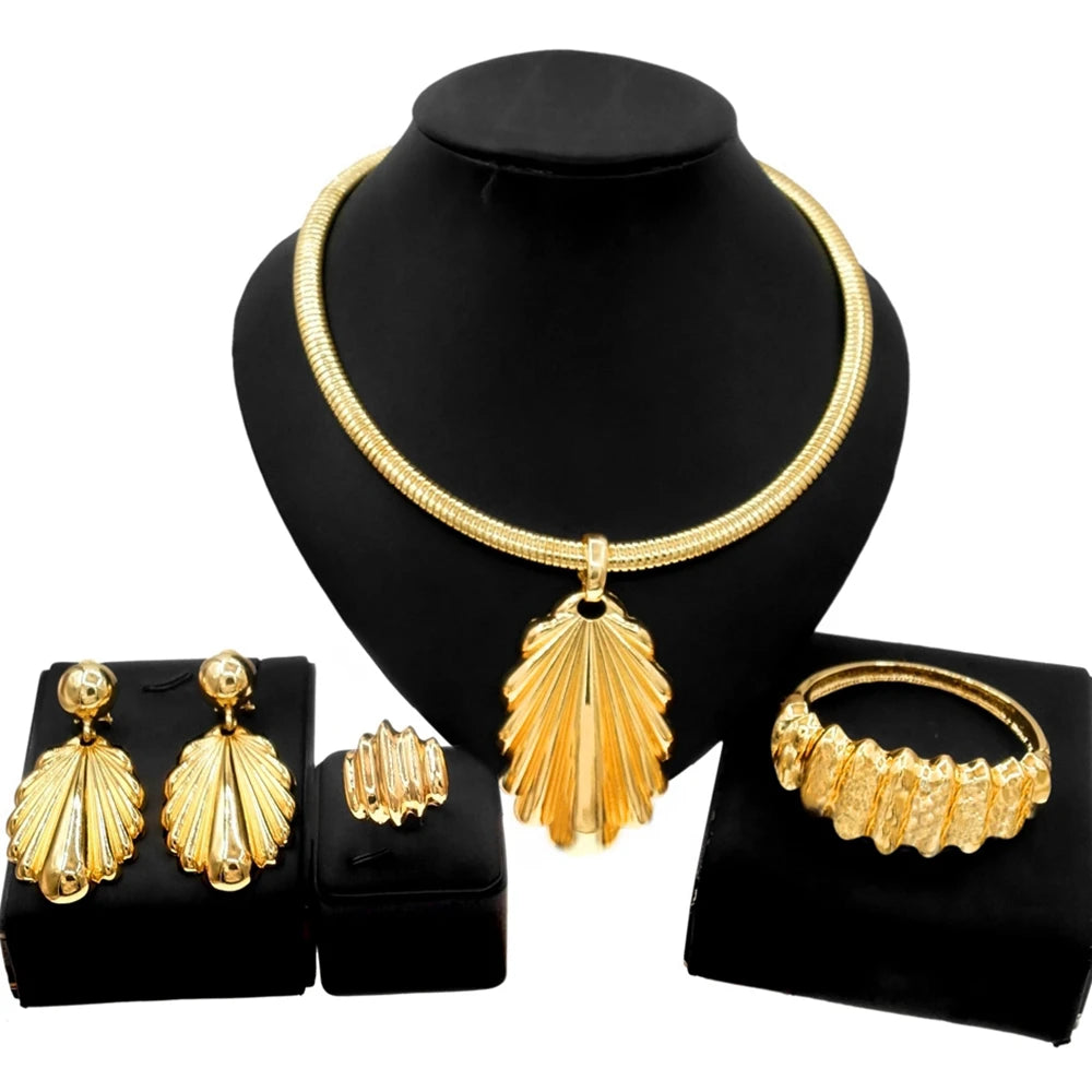 Women Jewelry Set Simple Pendant Dubai Gold Plated Necklace For Daily Party Pairing Summer Jewelry Free Shipping