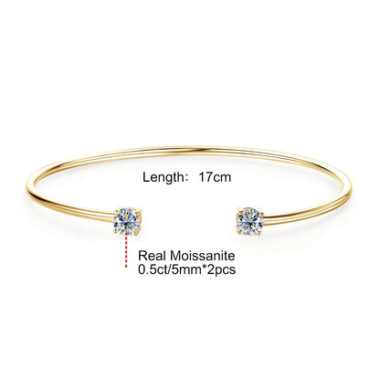 0.5CT Moissanite Bangle Bracelet 18K Gold Plated 925 Sterling Silver Classic Bangle Bezel Set Diamond Bracelet for Women Gifts