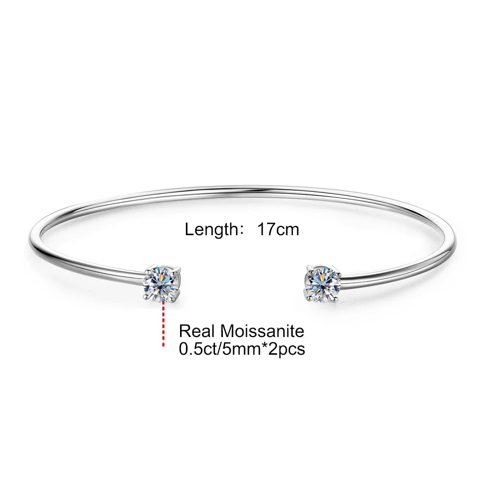 0.5CT Moissanite Bangle Bracelet 18K Gold Plated 925 Sterling Silver Classic Bangle Bezel Set Diamond Bracelet for Women Gifts