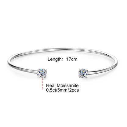 0.5CT Moissanite Bangle Bracelet 18K Gold Plated 925 Sterling Silver Classic Bangle Bezel Set Diamond Bracelet for Women Gifts