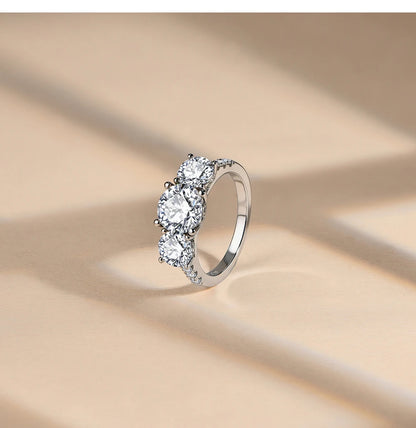 Engagement Ring Round Cut 4.0ct Moissanite Rings for Women Sterling Silver Ring Wedding Promise Rings for Her