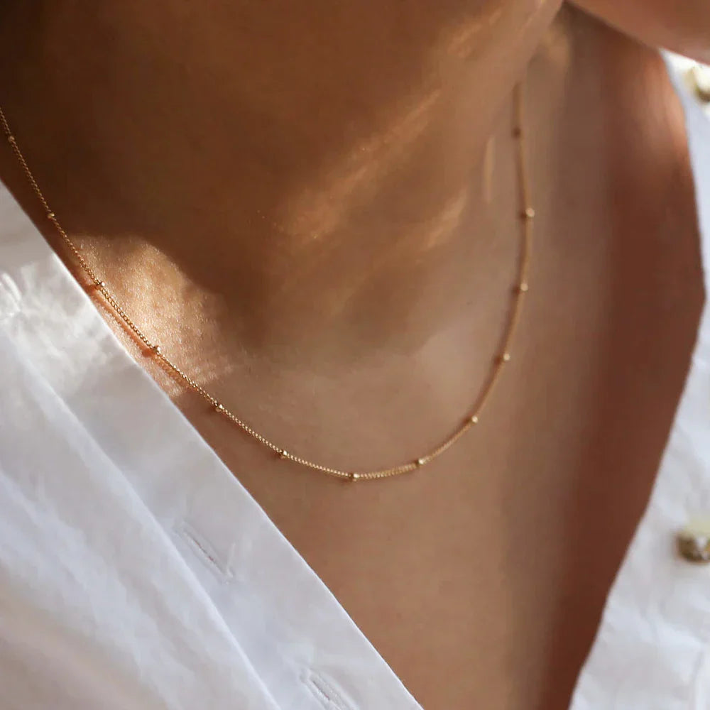 Stainless Steel Chain Necklace for Women Gold Color Thin Choker Bead Chain Necklace Jewelry Wholesale Dropshipping