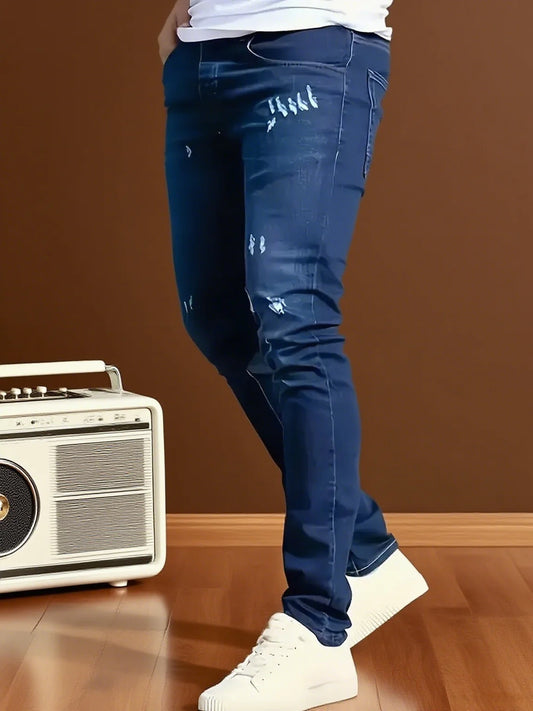 Men's Slim-Fit Stretch Jeans - Vintage Five-Pocket Light Blue | Retro Style, Modern Fit for Fall Transition
