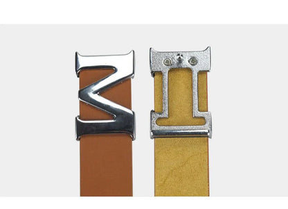 Women’s Leather Belts Removable Letter M Plate Buckle  High Quality PU Leather Belt  For Jeans Dress Halloween