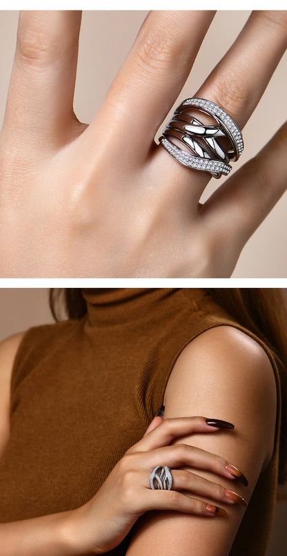 S925 Sliver Moissanite Rings for Women 18K Plated D Color VVS1 Diamond Crossover Wedding Band Party Fine Jeweley Gift