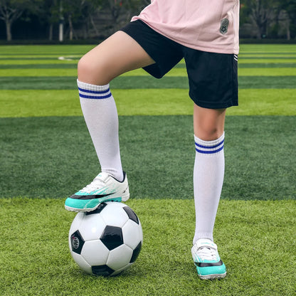 Kids TF Turf Soccer Shoes Child Outdoor Athletic Training Sports Footwear Pink Black Green 3 Colors Available for Boys Girls