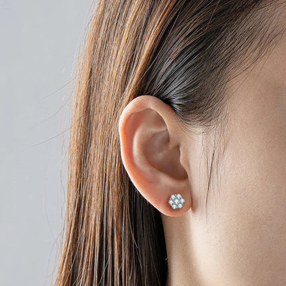 Moissanite Stud Earrings 18k White Gold Plated Sterling Silver D VVS1 Round Lab Diamond Ear Studs For Women Men