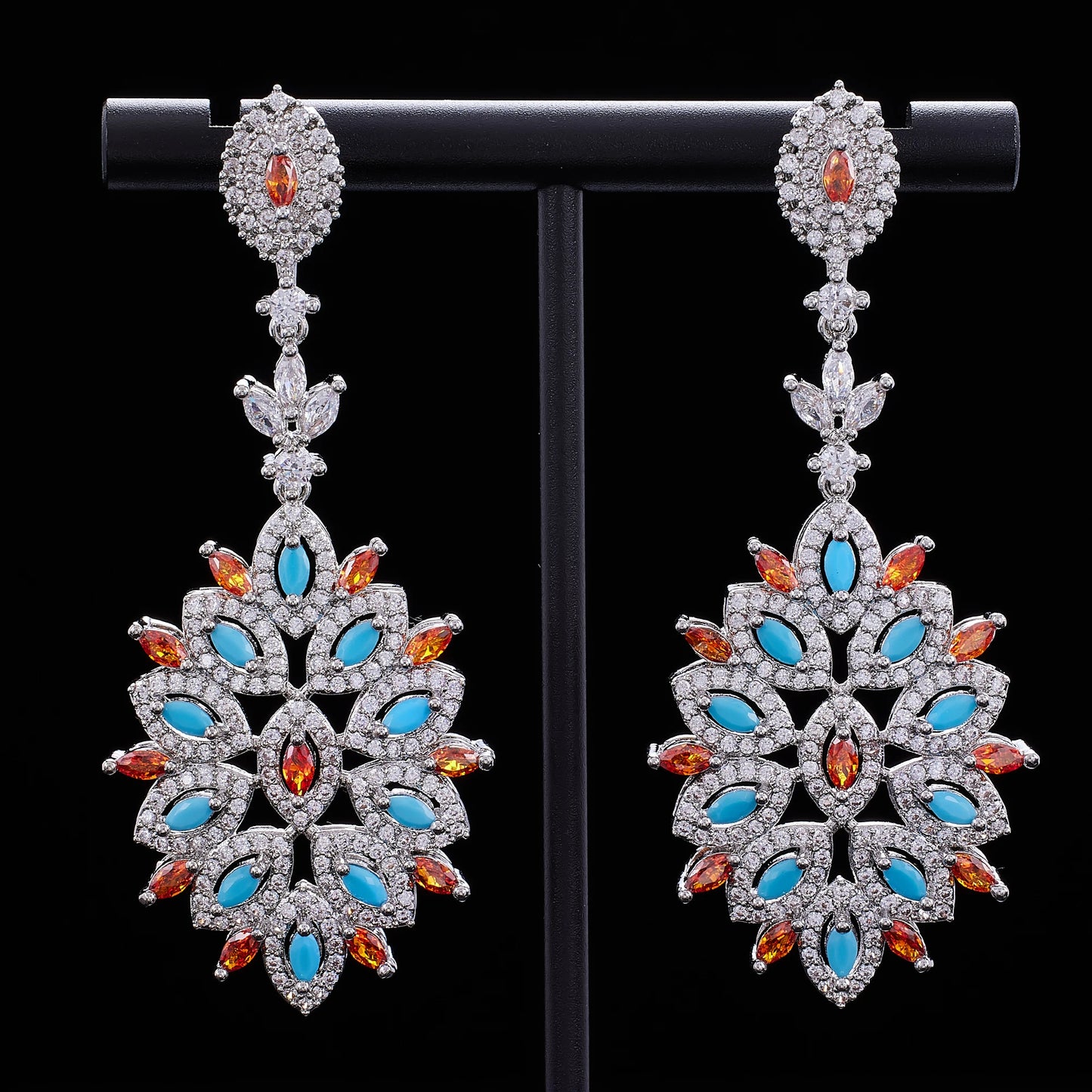 Famosa Marca Turquesa Luxo Africano Conjuntos de Joias para Mulheres Festa de Casamento Zircônia Cristal Dubai Conjunto de Joias de Noiva