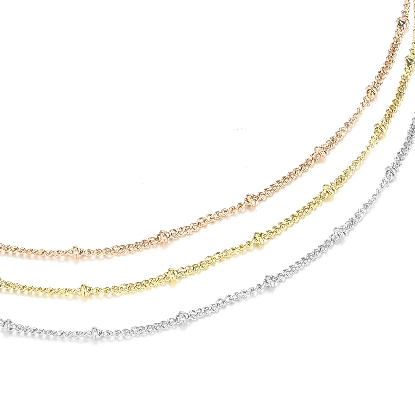 Stainless Steel Chain Necklace for Women Gold Color Thin Choker Bead Chain Necklace Jewelry Wholesale Dropshipping